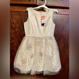 Cat & Jack Elegant Cream Dress with Sparkling Silver Dots